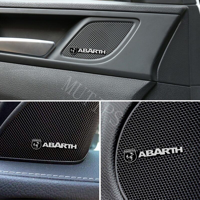 Fiat Abarth 4Pcs Sticker Dekorasi Speaker Interior Mobil Bahan Alloy Untuk Punto Palio Argo Stilo Strada Uno Toro 500