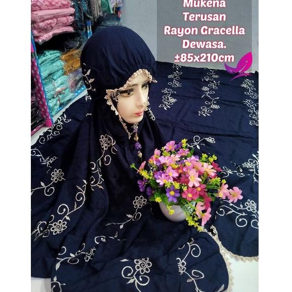 mukena RAYON LOTUS,GRACELLA,CEMARA, DANDELION terusan lajuran dewasa bordir  ◦ SKR.18Oc22ᴮ