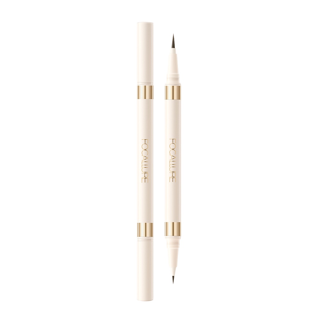 FOCALLURE AmberGold 2 IN 1 Eyeliner Anti Air Dan Tahan Lama Eyebrow Pencil Waterproof Liquid Eyeliner 2 Color Bla FA309