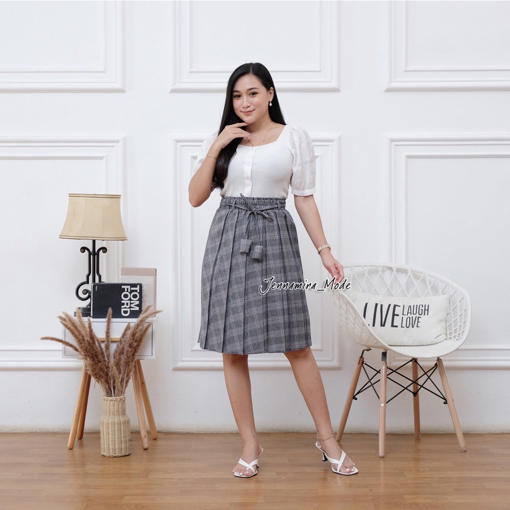 Rok korea/rok plisket tartan/rok pendek korea/ rok plisket pendek/ Jennamira_mode