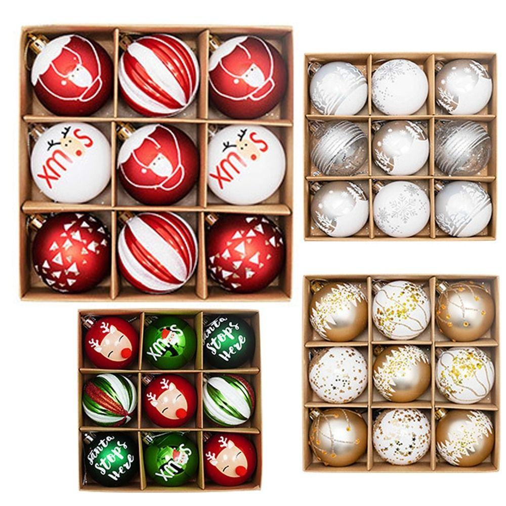 [Elegan] Bola Natal Plastik 9pcs /Set Pesta Meriah Gantung Dekorasi Rumah Hiasan Hias