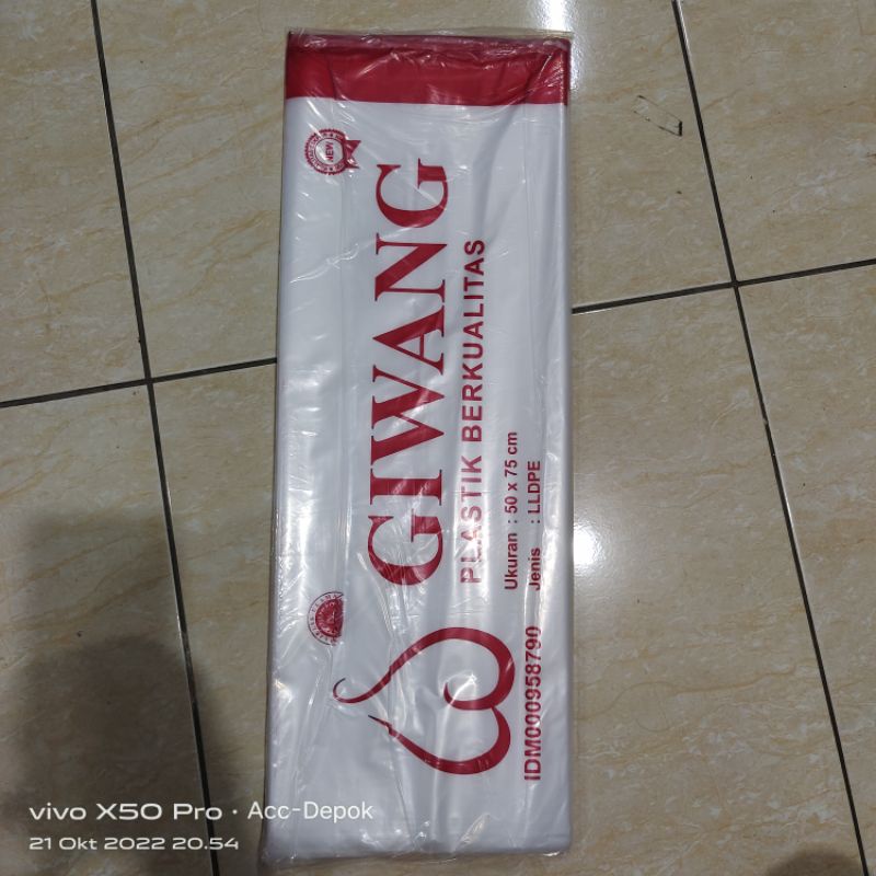 KANTONG PE BAWANG / PLASTIK SAYUR / ES BATU 15 KILO 50x75 Cm MEREK GIWANG BAHAN LLDPE