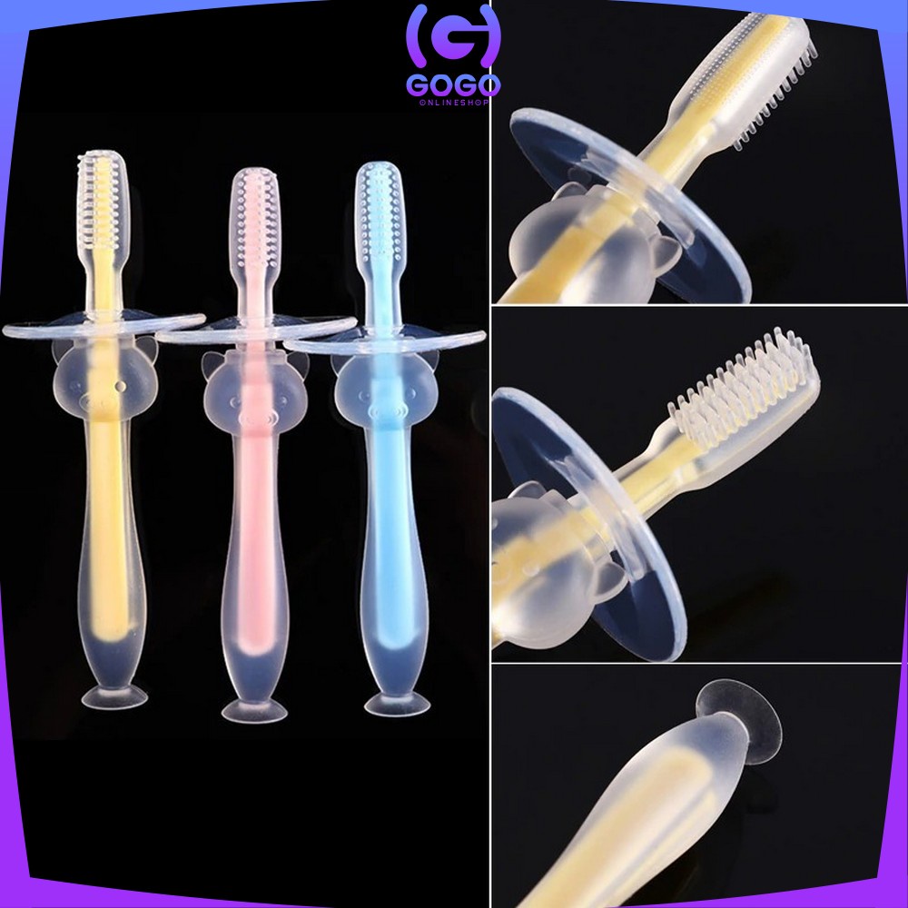 GOGO-C346 C347 Sikat Gigi Bayi Silikon Baby Training Tooth Brush / Pembersih Mulut Bayi / Sikat Gigi Anak Lembut
