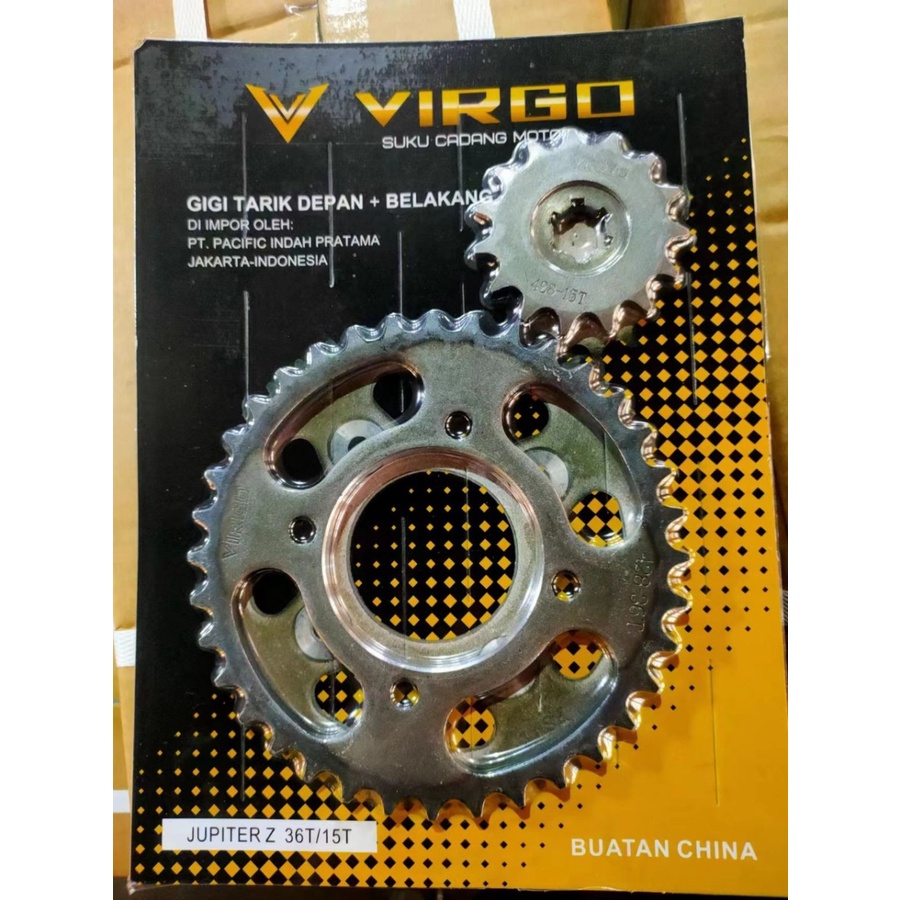 Jual Gear Set Jupiter Z 36T/15T Gigi Tarik Depan+Belakang Virgo