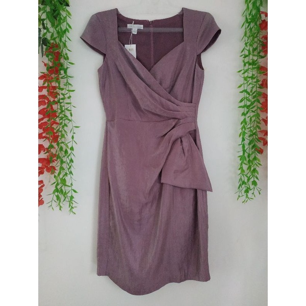 Dress ungu model kimono, lengan pendek