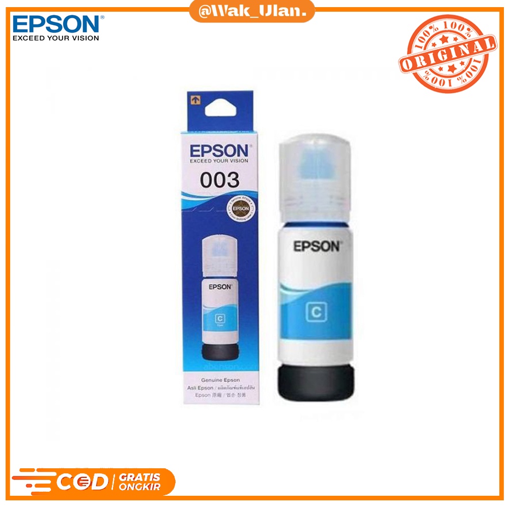 Tinta Cyan Biru ink Epson 003 Original Epson L series L1110 L3110 L3101 L3150 L5190