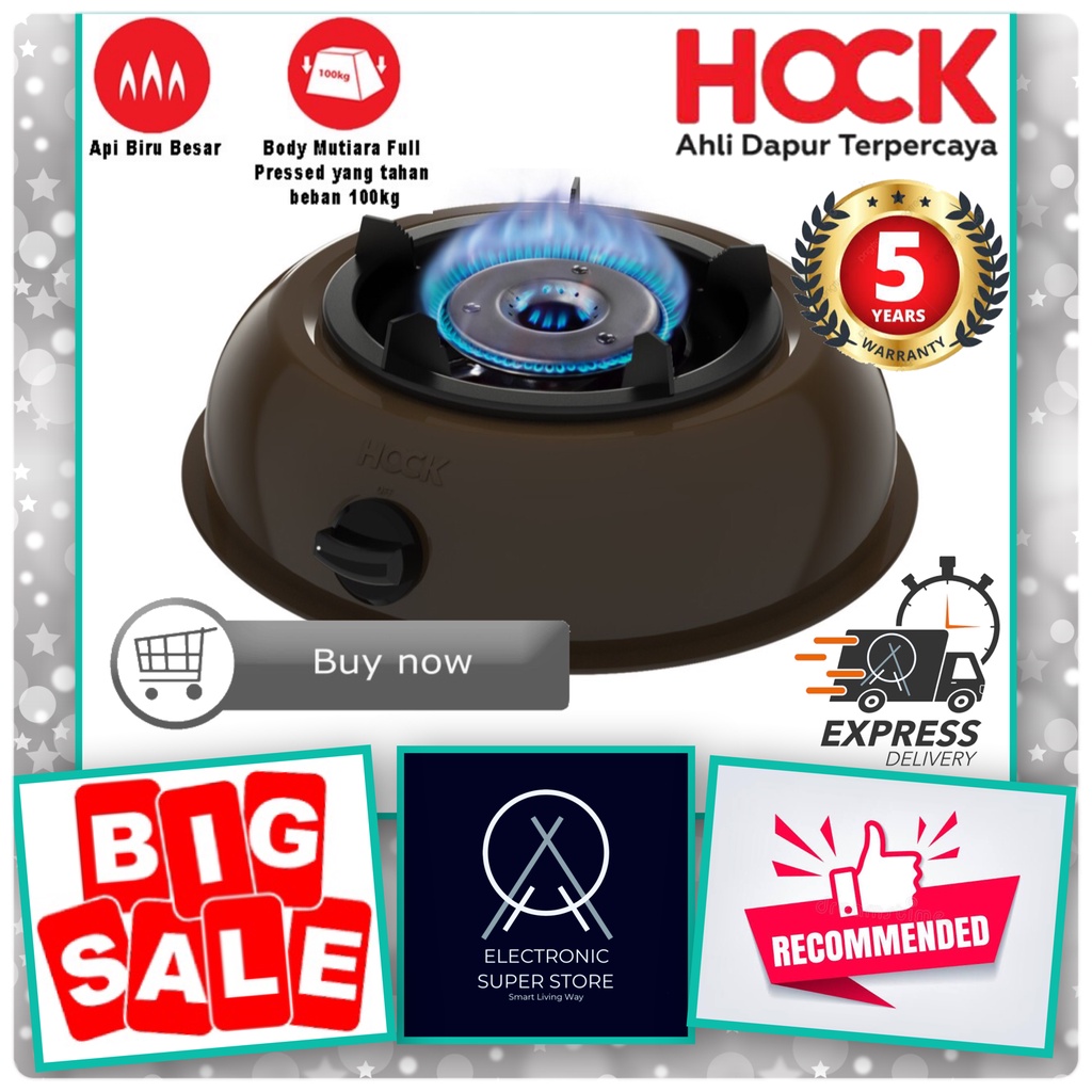 HOCK KOMPOR GAS 1 TUNGKU 100MD MUTIARA DELUXE API LOTUS BESAR KOMPOR