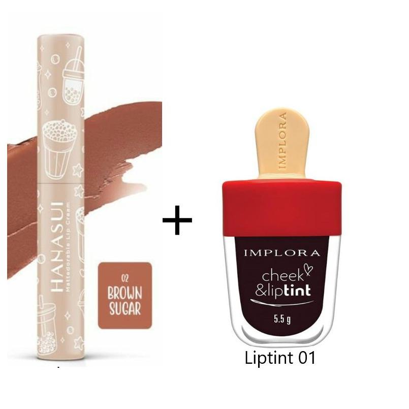 NEW ARRIVAL Paket Hemat Ombre Lips Hanasui Brown Sugar + Liptint Implora 01 murah ✔️ bpom ⭐Grosir_im