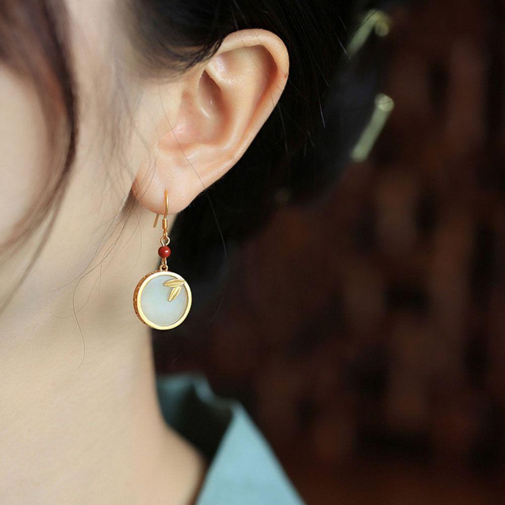 Mxbeauty Anting Giok Keren Indah Sederhana Untuk Wanita Untuk Hadiah Gadis Anting Menjuntai Anting Klasik Wanita Earrings