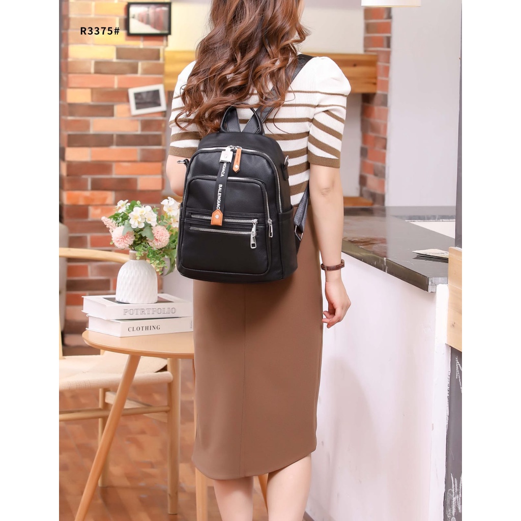 BG Backpack Leather For Women Silver Hardware R3374 R3375 R3376 R3377