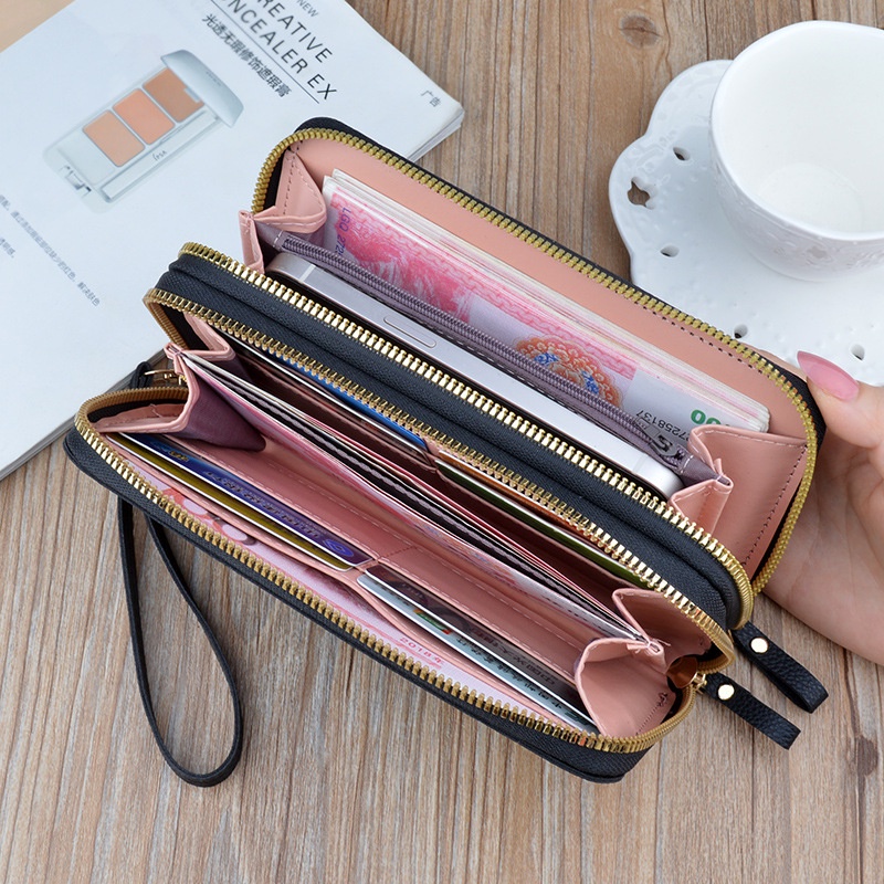 DOMPET PANJANG WANITA IMPORT MUAT HP KULIT HITAM REGATA PREMIUM BESAR 2 RESLETING KARTU KOREA KOIN FASHION REMAJA WA591B5 KEKINIAN BRANDED  CEWEK BATAMMURAH