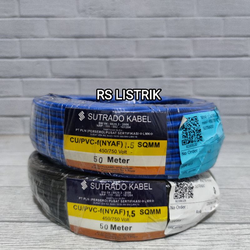 SUTRADO KABEL SERABUT NYAF 1.5mm TEMBAGA MURNI SNI LMK 1ROLL 50M