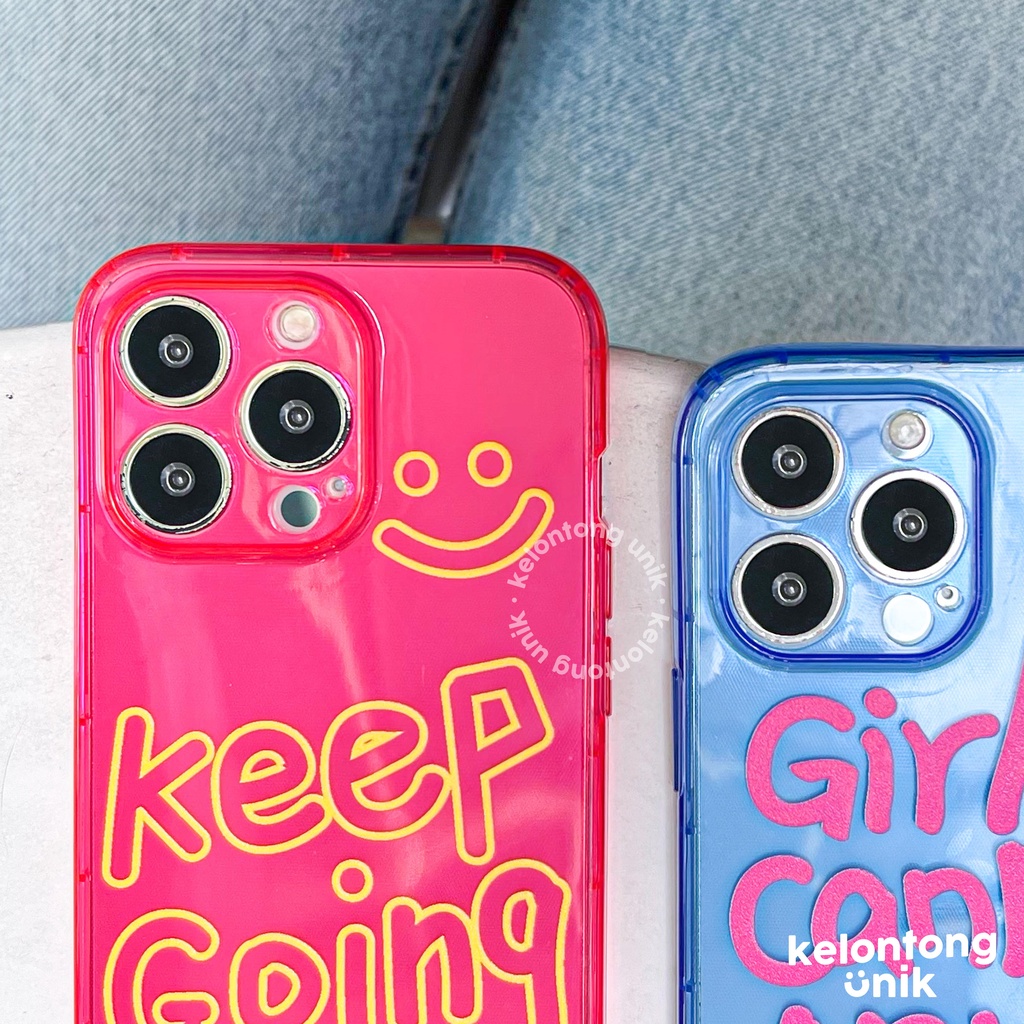 (Seri 1) For iPhone - Girl's Power Neon Shock Proof Case with Camera Protection