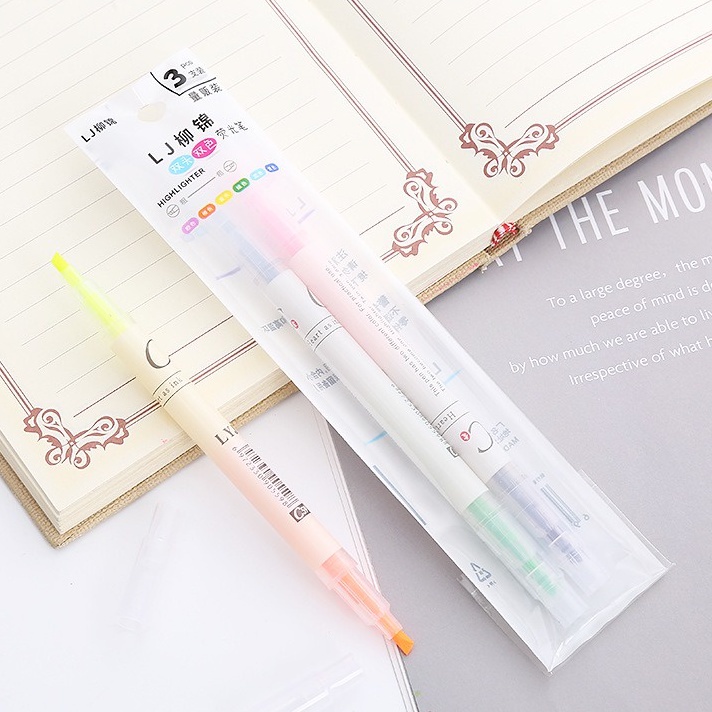 3 pcs 6 Warna Stabilo Pen Highlighter Dua Arah OSM-ST0052 isi 3