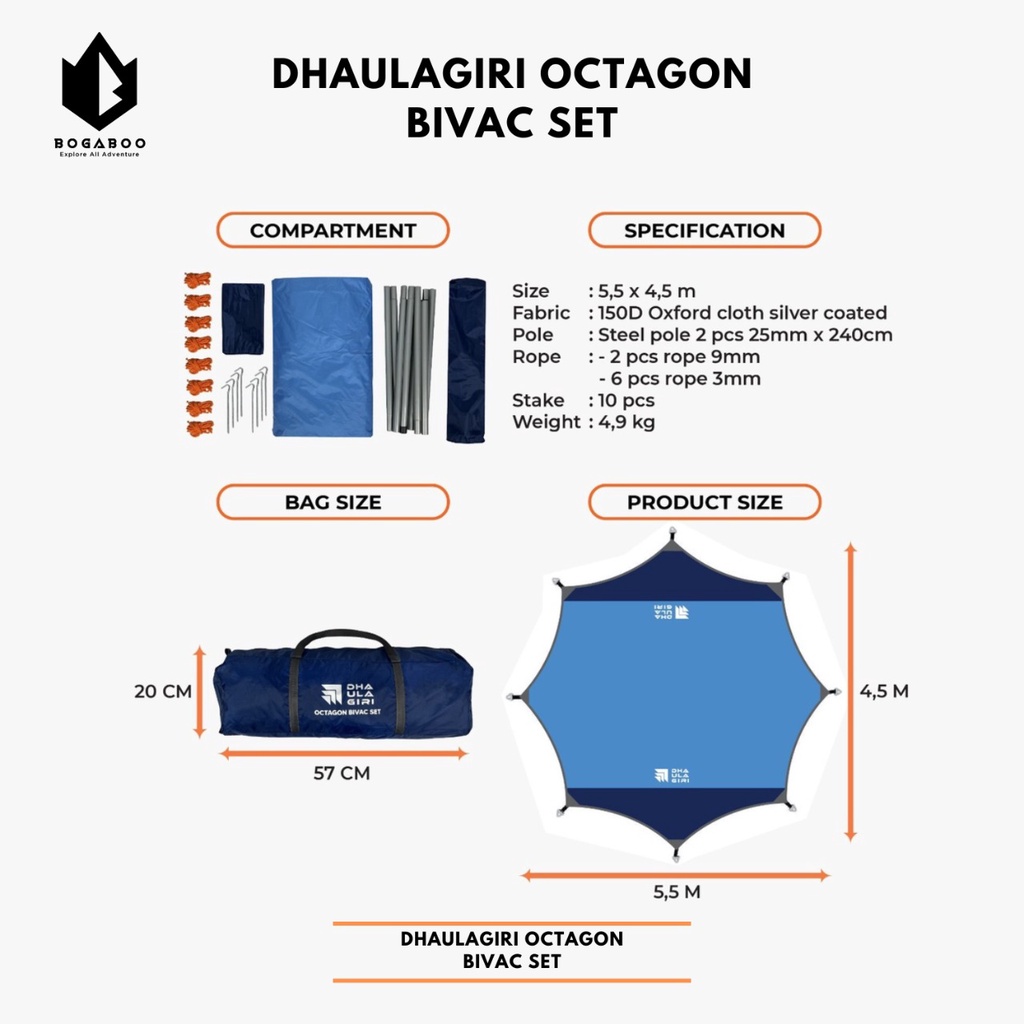 BISA COD Bivak Set - DHAULAGIRI OCTAGON BIVAC SET - Bivak Set Dhaulagiri WP - Emergency Shelter - Tenda Darurat Gunung Outdoor Hiking