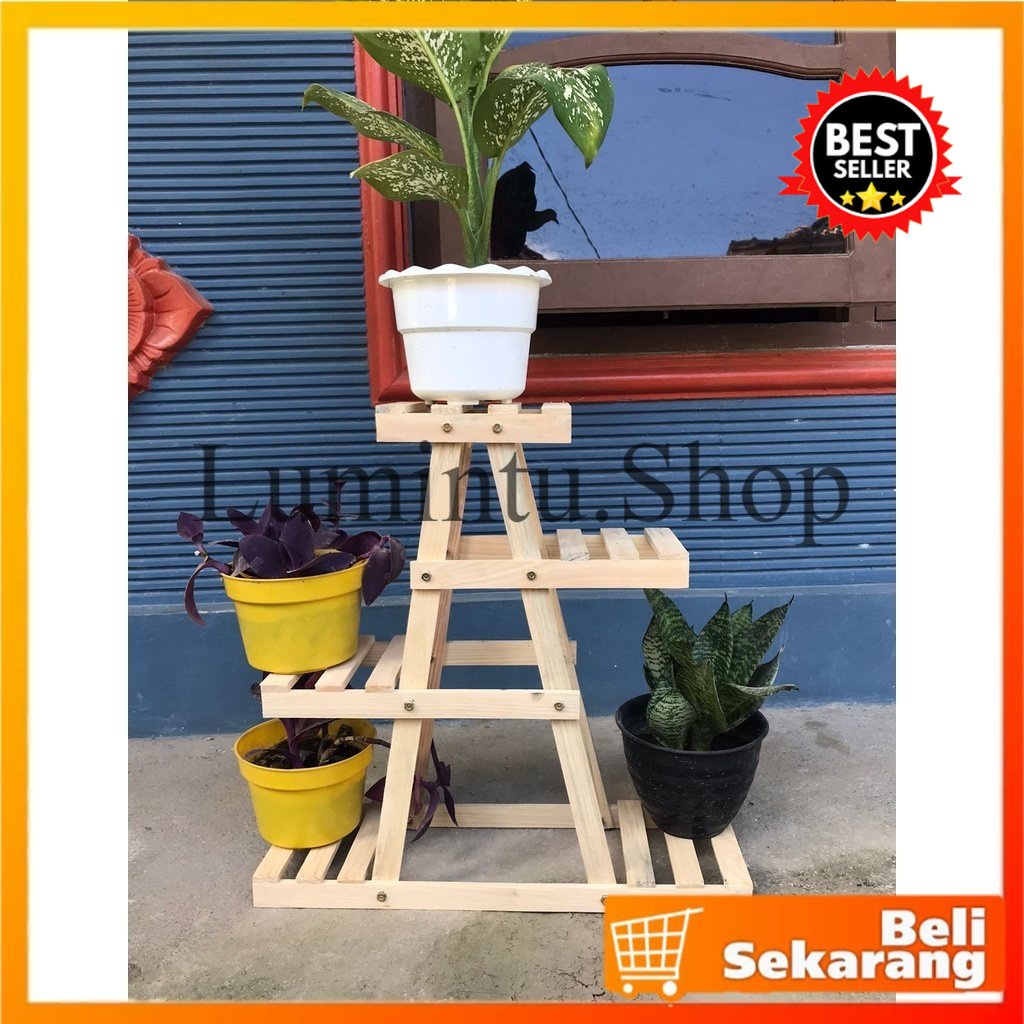 RAK BUNGA SUSUN 5 POT/ RAK BUNGA UNik/ RAK SERBAGUNA KAYU / RAK BUNGA KAYU / RAK BUNGA MINIMALIS