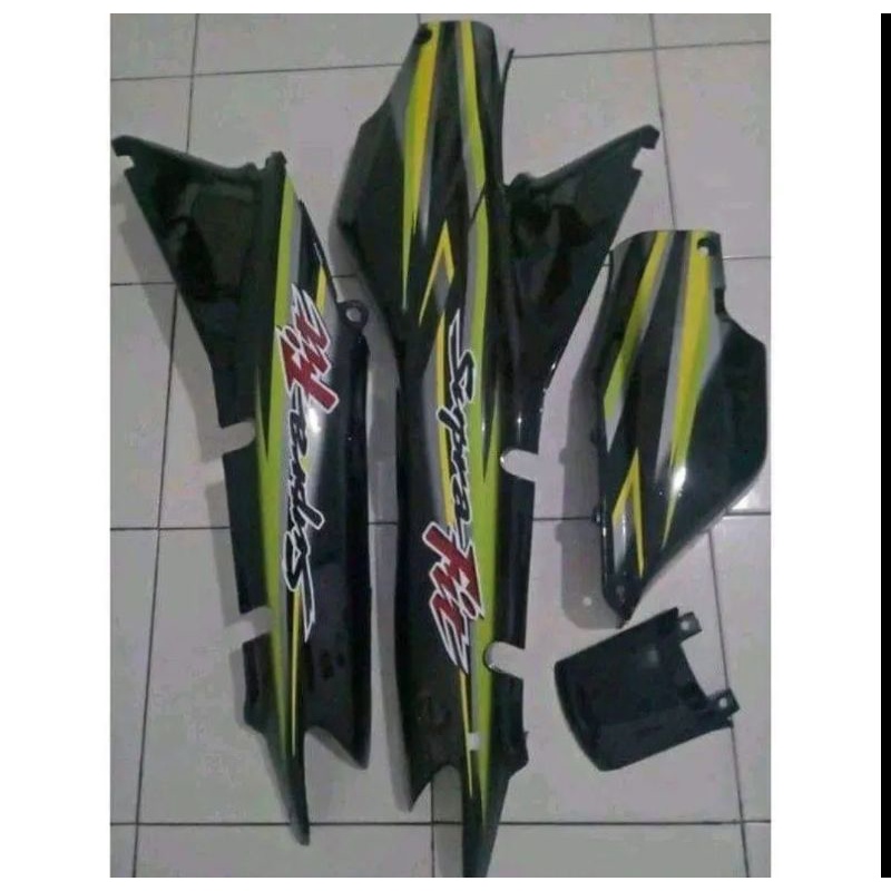 COVER BODY SET BOK AKI SUPRA FIT LAMA HIJAU DEK BODY SUPRA FIT LAMA SET STRIPING HIJAU