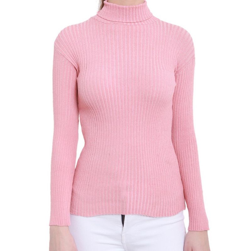 Sweater rajut turtleneck wanita rajut pink jaket wanita baju hijab