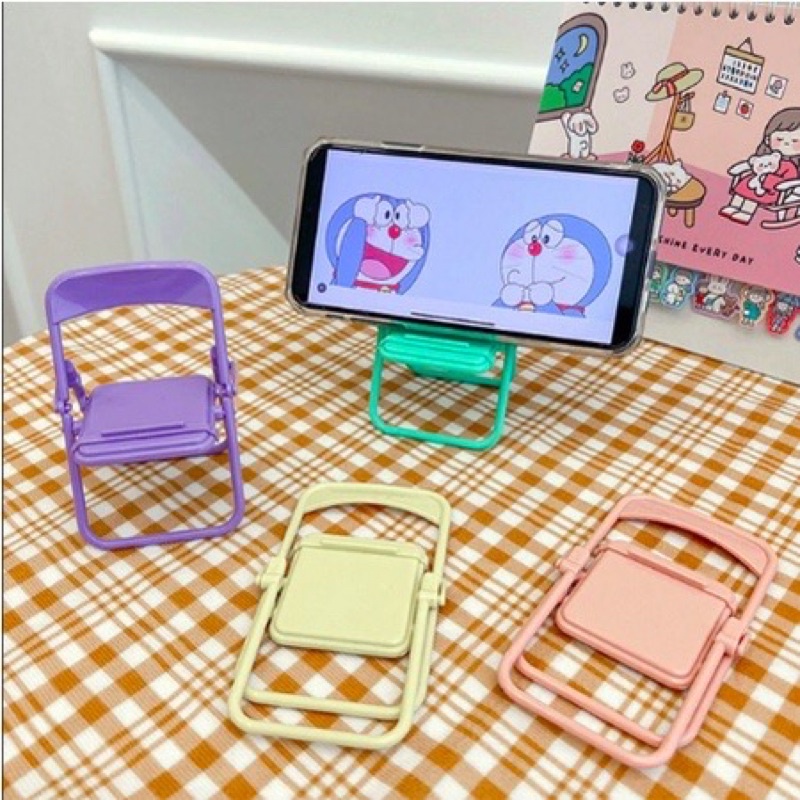 Stand HP Kursi Macaron Phone Holder Bentuk Kursi Lipat Folding Chair Phone Holder Macaron