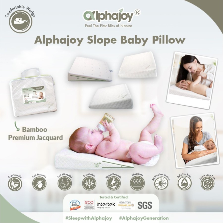 ALPHAJOY SLOPE BABY PILLOW WITH BAMBOO CASE