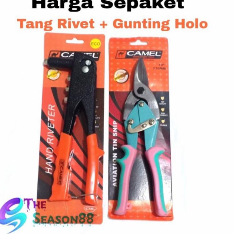 Langsung Order Tang Rivet TEKIRO dan Gunting Hollow Baja Ringan 10 inch TEKIRO (1Set)