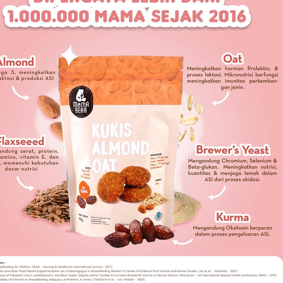 

Grosiran Murah MamaBear Kukis Almond Oat rasa Kurma - Dairy Free | Pelancar ASI | ASI Booster 