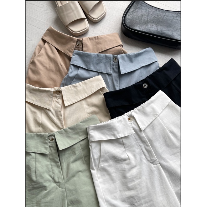 Peach Poppy REI Fold Pants Katun Premium - Celana Panjang Wanita Premium