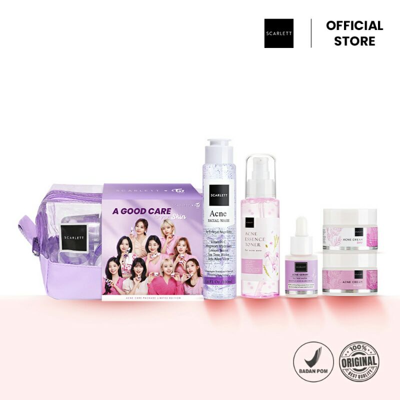 Paket Perawatan Wajah Scincare Skinker Skincare Scarlett Scarlet Acne 5in1