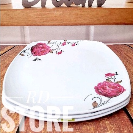 PROMO 1.PCS PIRING KOTAK SAJI CEPER MOTIF ROSE MELAMINE WARE