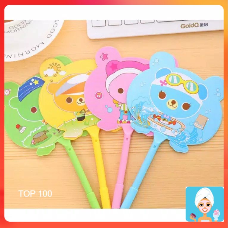 

[ML] PULPEN KIPAS BEAR TOPI CARTOON - BALLPOINT BOLPEN PENA LUCU KARTUN KARAKTER