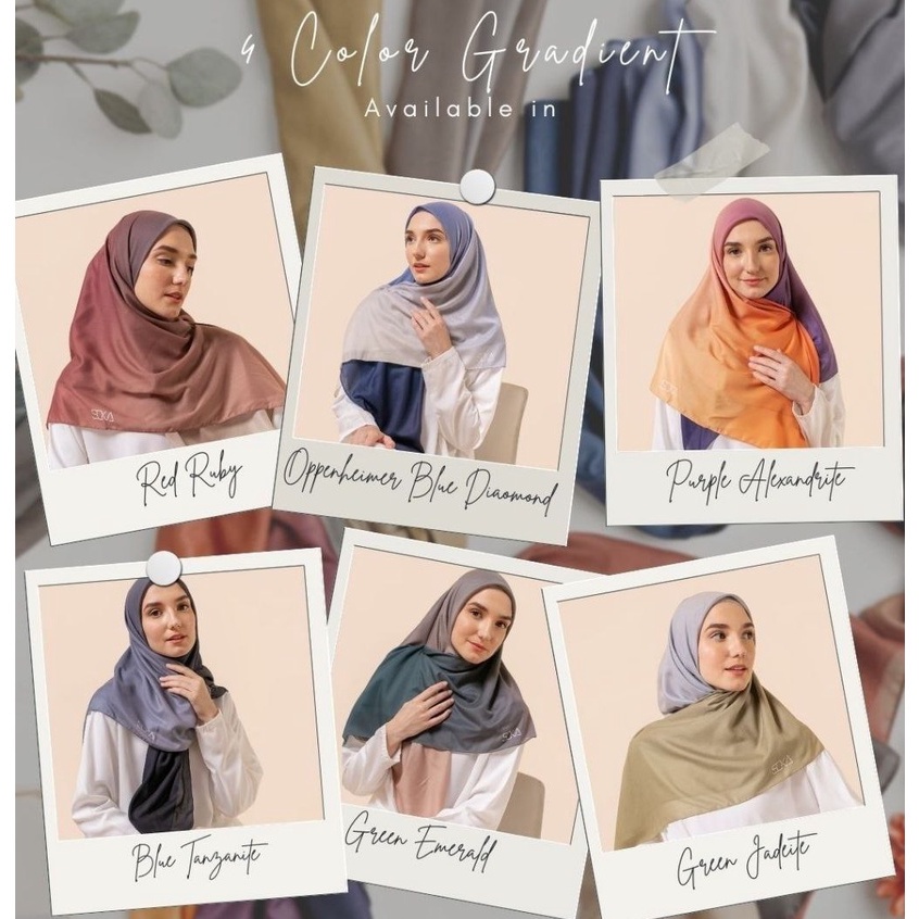 Soka Gradient Hijab (4 Color Gradient ) Segi Empat - Scarf Syarii