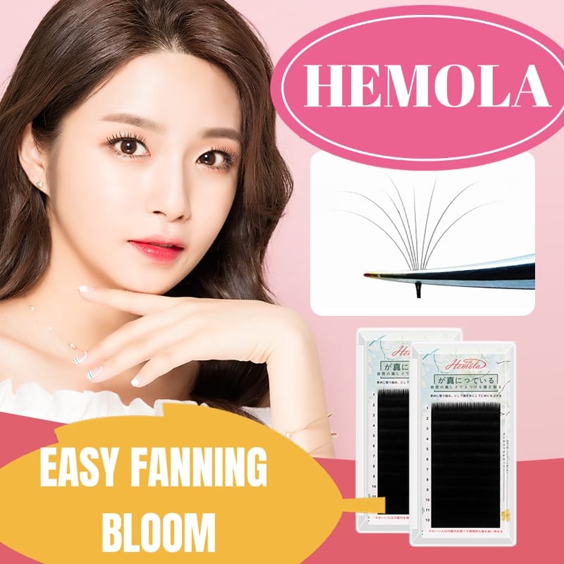 HEMOLA BLOOM BlOSSOM EASY FANNING BULUMATA EYELASH EXTENSION RUSSIAN VOLUME SUPER LEMBUT HALUS