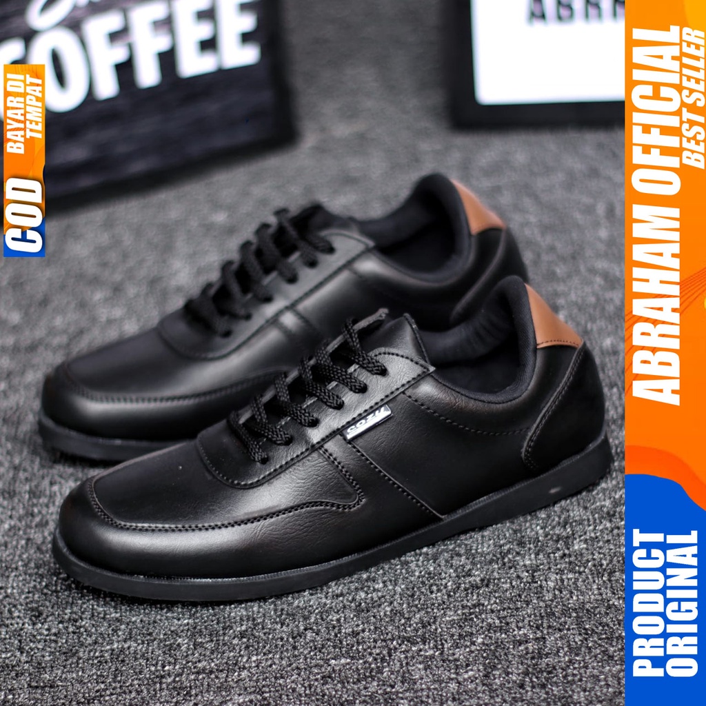 ABRAHAM Sepatu Formal Pantofel Casual Kerja Hitam Pria