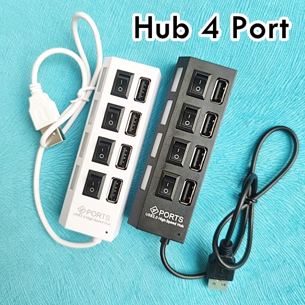 USB Hub Saklar 4 Port On Off High speed - Sambungan USB Extension 4 Port Switch LED USB Extention