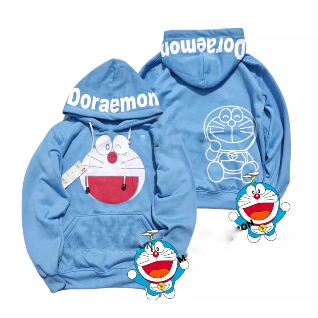 Hoodie Jaket doraemon Motif Terbaru Bahan Katun Tebal