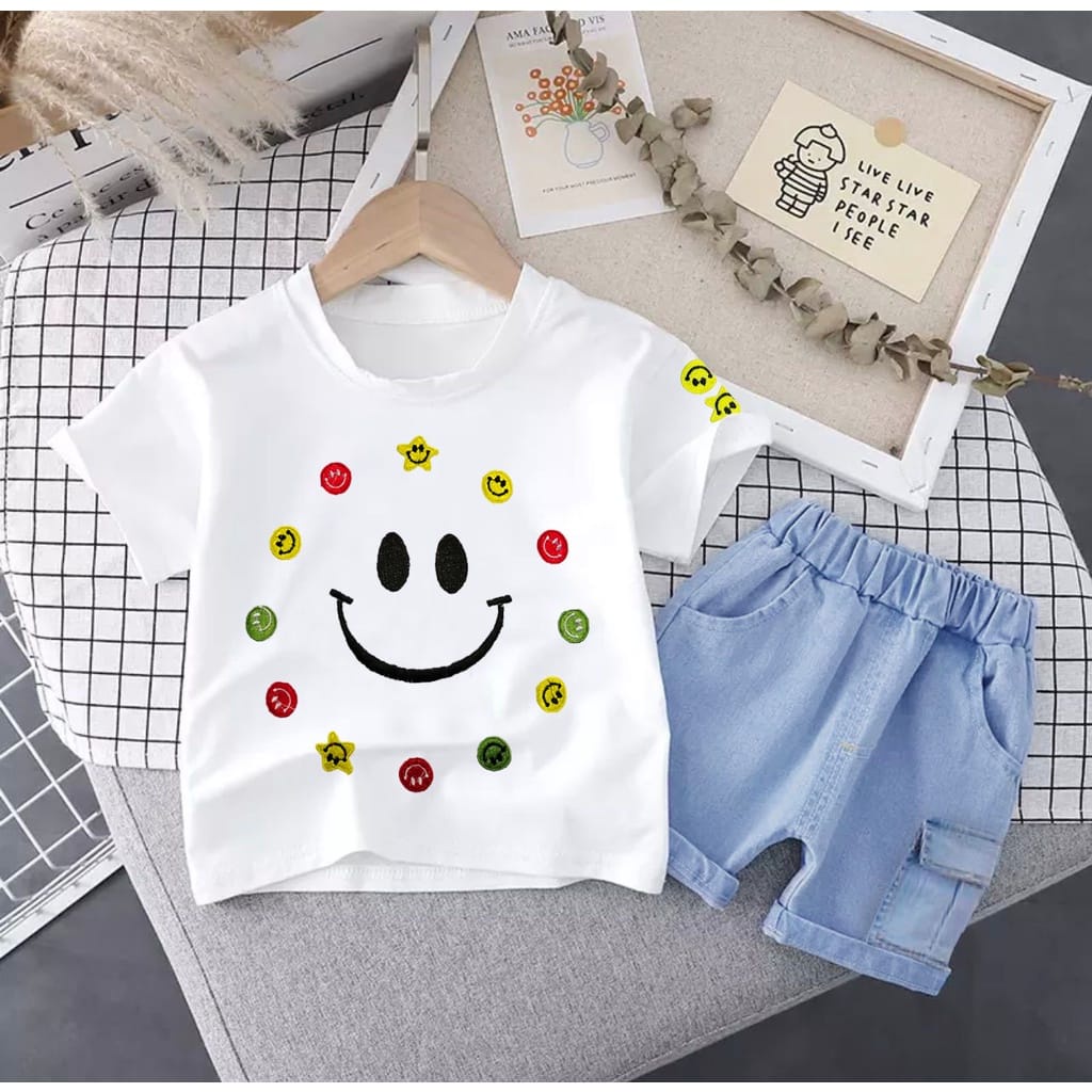 Setelan baju anak laki laki terbaru motif smile 1 sampai 5 tahun baju anak pakaian anak setelan anak