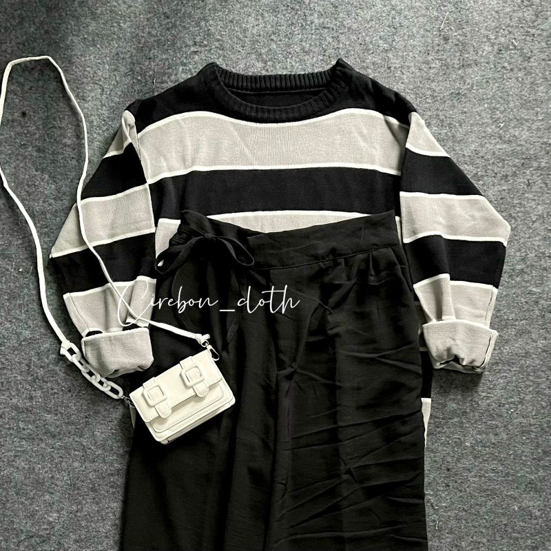ONE SET SWEATER KEILA (Cirebon Cloth)-Keila + Tali Black