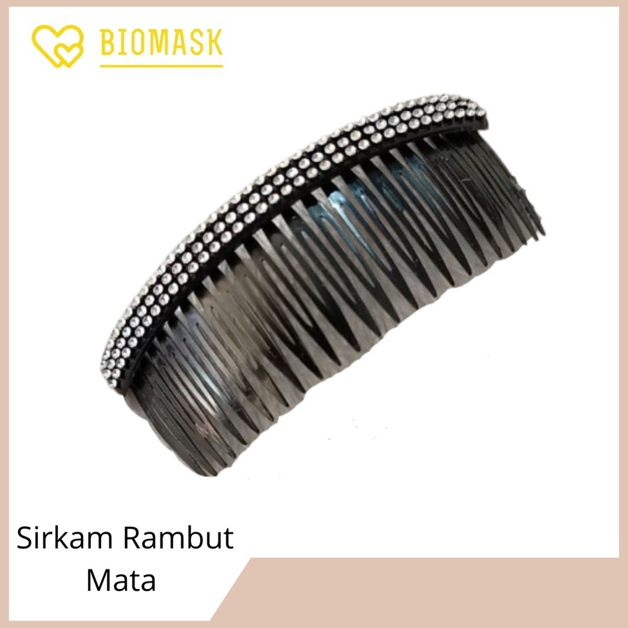 BIOMASK - Sirkam Mata Diamond Berlian 12 cm Pita Bando Wanita Sisir Bando Penahan Poni