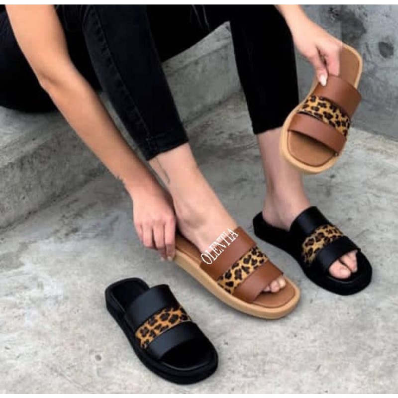 Sandal Wanita Wedges platform leofard DN 10