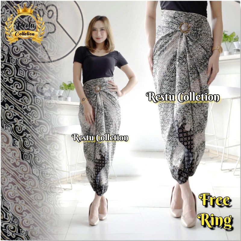 Restu Colletion Rok Lilit Songket Serut Warp Skirt Jumputan Batik Panjang Bawahan Kebaya Wisuda Kemeja Blouse Kondangan Nikahan Tunangan Wanita Allsize Bahan Satin HQ Premium Motif KSN Bestseller