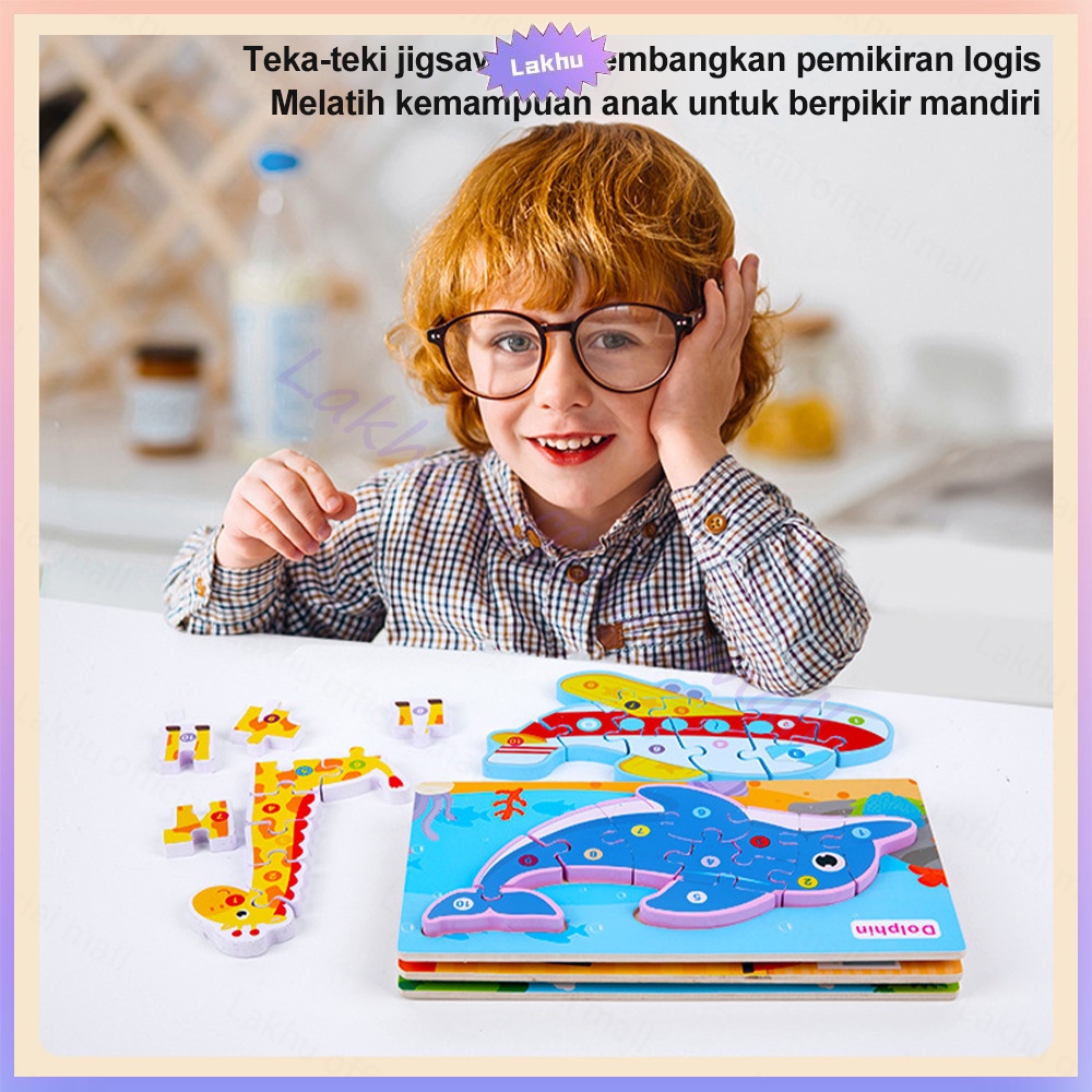JCHO 3D puzzle kayu anak mainan edukasi jigsaw puzzle wooden toys