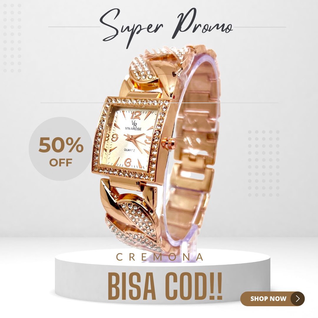 BISA COD! Jam Tangan Wanita Kotak Rantai Kepang Permata Fashion Import Murah Mewah BONUS BATERAI CADANGAN!