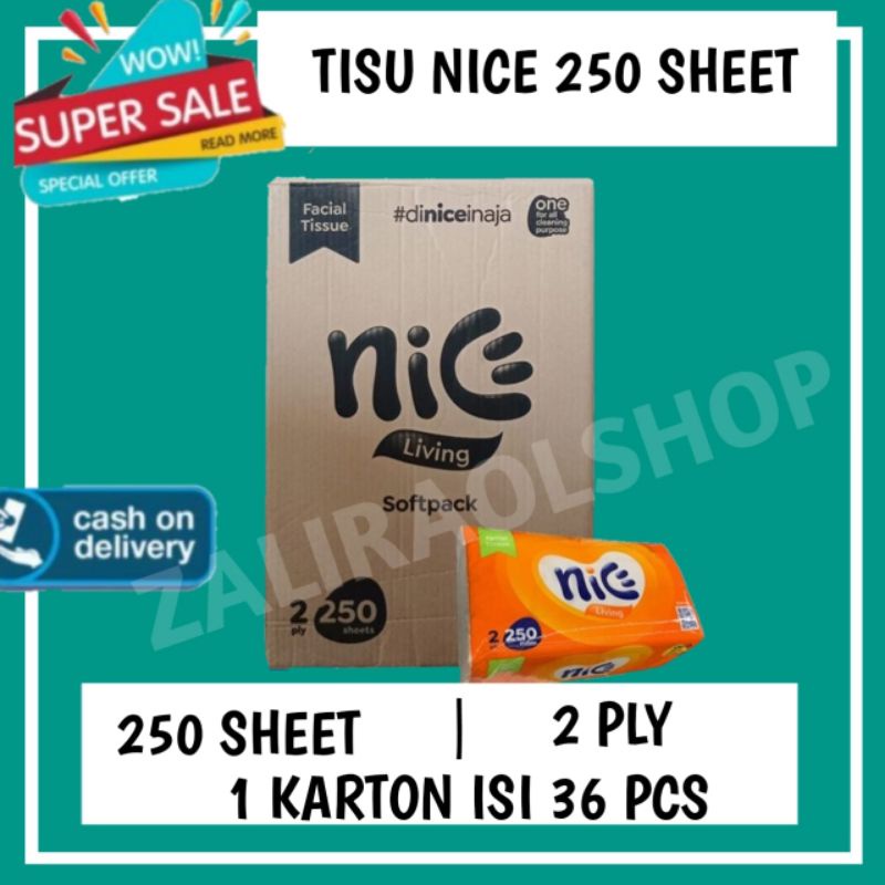tisu nice 250 sheet 1 karton isi 36 pcs