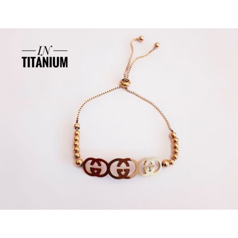 Titanium Gelang Tangan Serut GG Rosegold 2910c