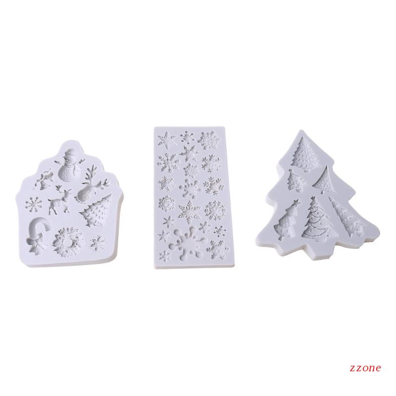 Zzz Cetakan Coklat / Permen / Fondant Bentuk Pohon Natal 3D Bahan Silikon DIY