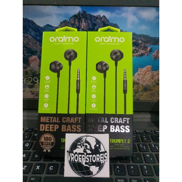 HEADSET NEW ORAIMO TRUMPET 2 OEP-E43 OEP E43 Inclined Ear HD Speaker Stereo Earphone Black ORIGINAL Garansi Resmi 1 Tahun