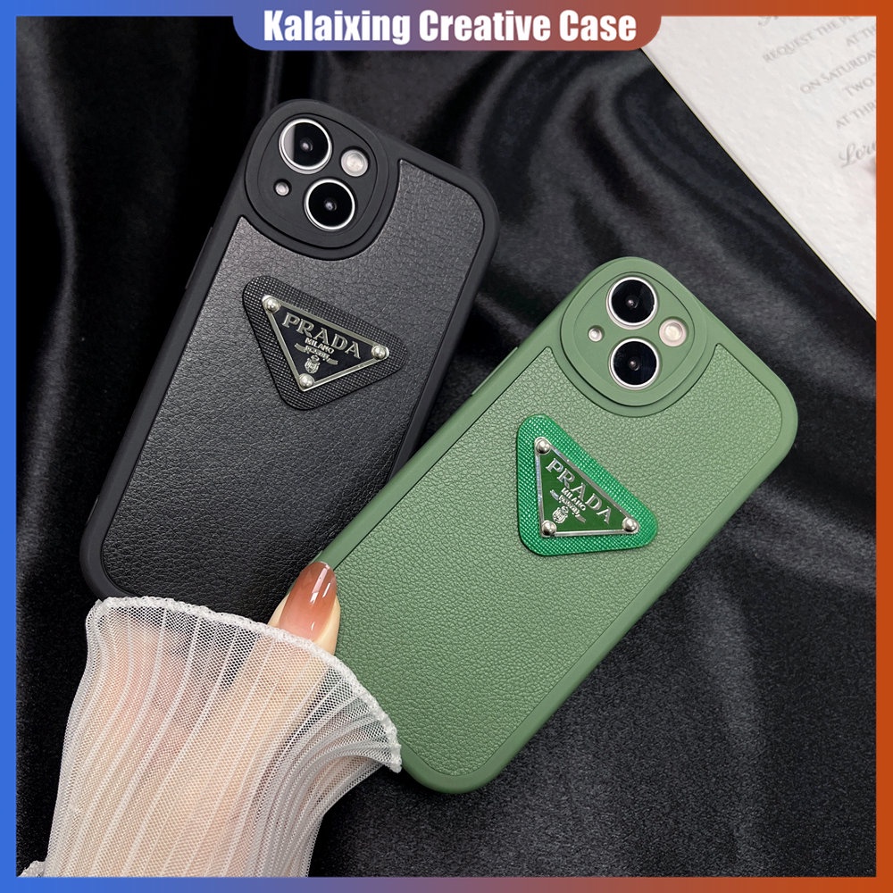 Case Bahan Kulit Desain Prada Untuk iPhone 14 ProMax 14 Plus 13 12 11 Pro Max Xs Max Xr X Xs