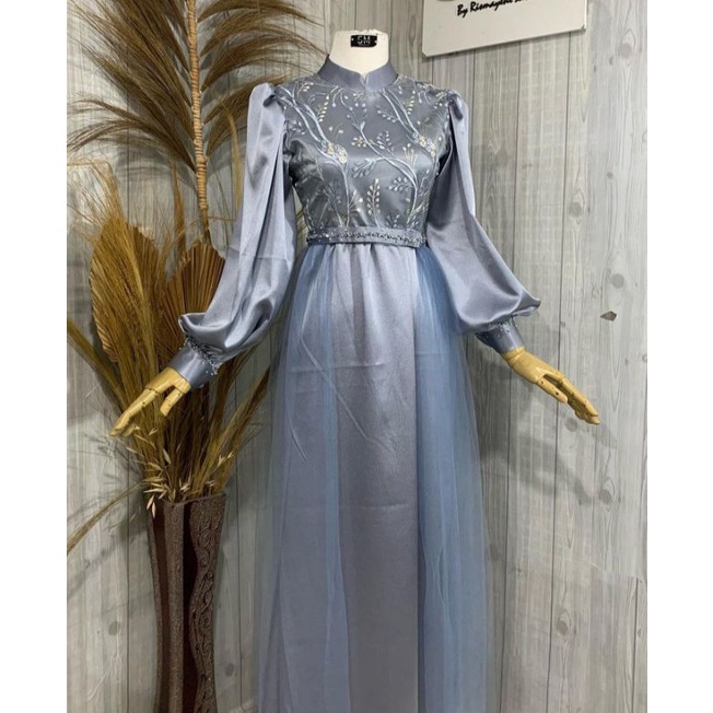 GAUN PAYUNG BROKAT WISUDA LENGAN BALON PREMIUM DRESS