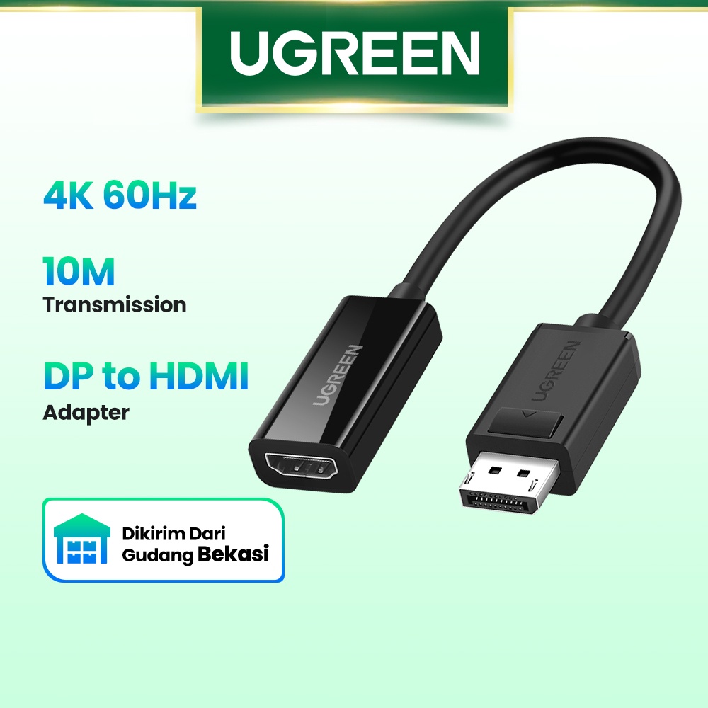 【Stok Produk di Indonesia】Ugreen Kabel Adapter Converter Displayport DP 4K Ke HDMI 1080P Untuk PC / Laptop / Proyektor