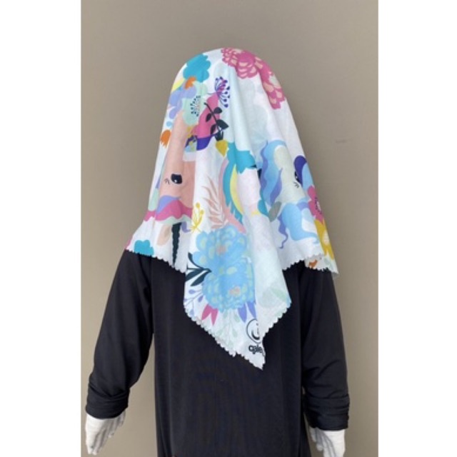 VOAL PRINTING INSTANT ANAK NOTIF UNICORN BUNGA PELANGI / VOAL PRINTING MOTIF ANAK / HIJAB INSTANT ANAK